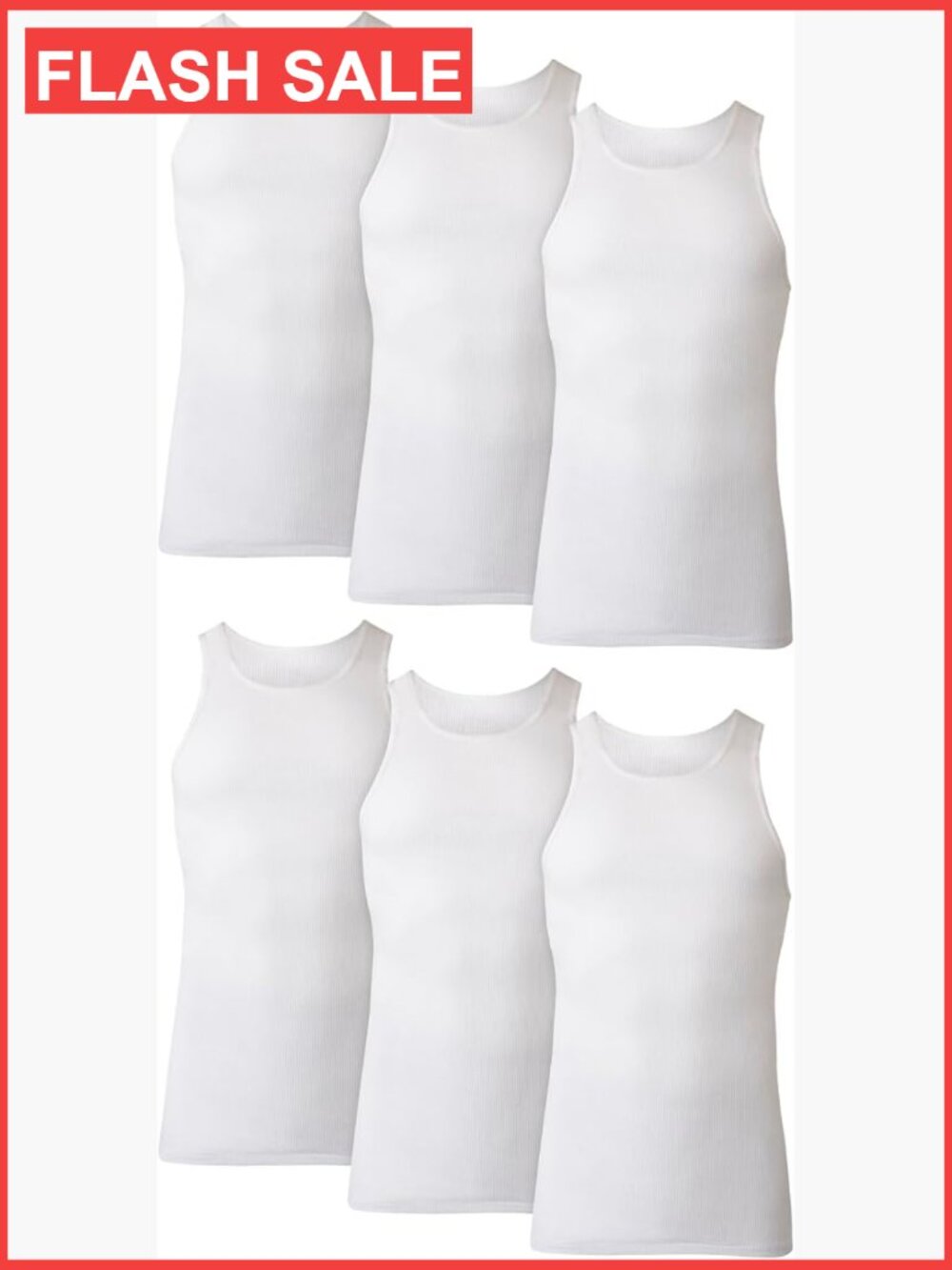 Men's Cotton Tank Undershirt 6-Pack Moisture-Wicking